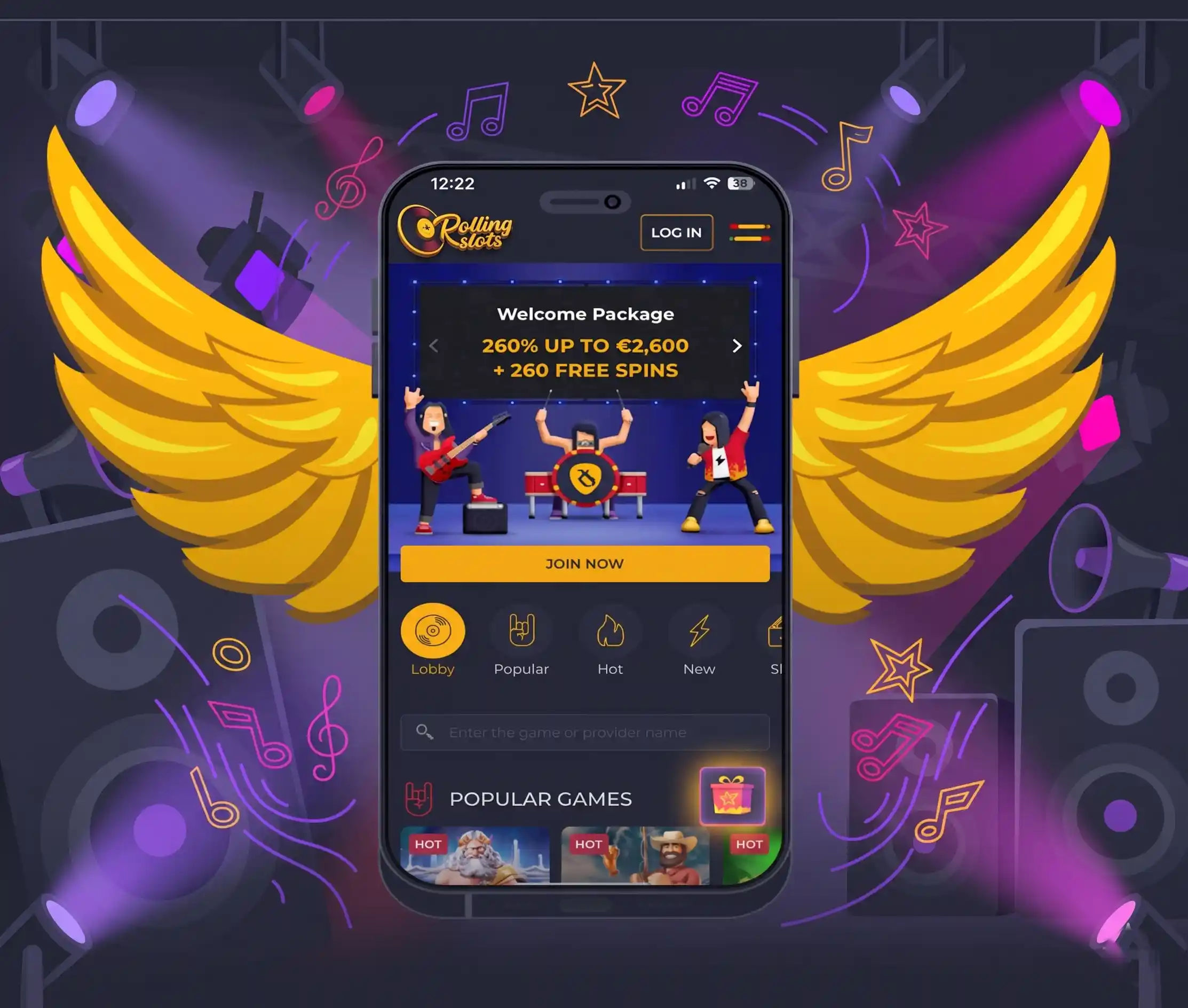 Rolling Slots Casino su smartphone