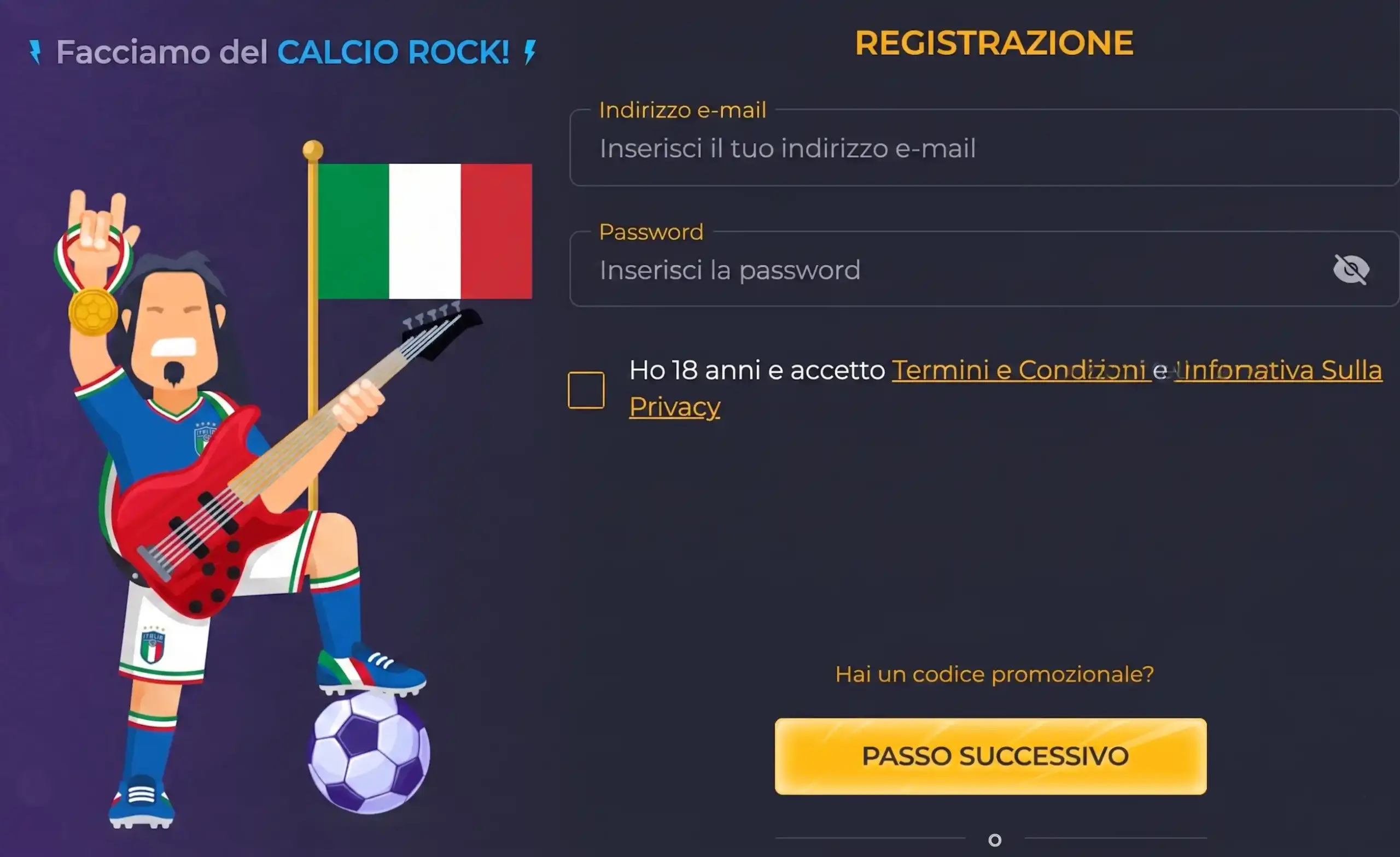 Registrazione, secondo passo
